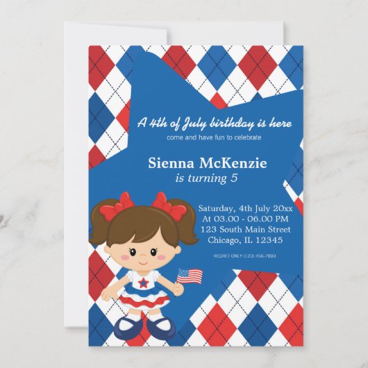 Invitation 4 juillet fille (Devant)