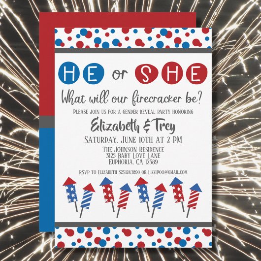 Invitation 4 juillet Firecracker Baby Genre Revela
