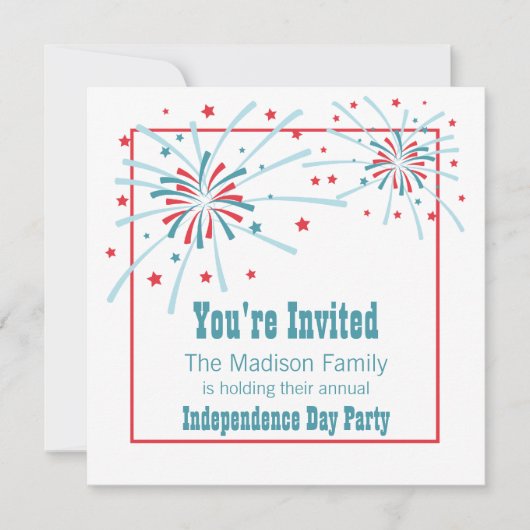 Invitation 4 juillet Fireworks Party (Devant)