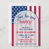 Invitation 4 juillet Fireworks Party Rouge Blanc et Bleu (Devant)