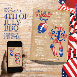 Invitation 4 juillet Freedom Football Fireworks
