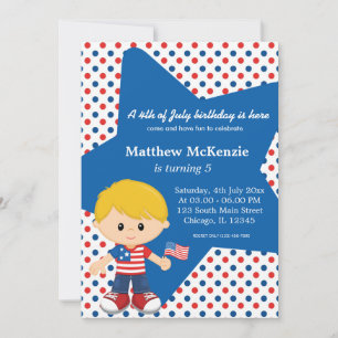 Invitation 4 juillet garçon d'anniversaire