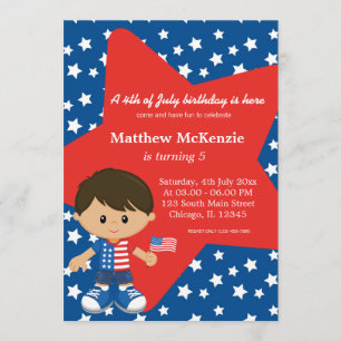 Invitation 4 juillet garçon d'anniversaire