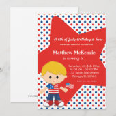 Invitation 4 juillet garçon d'anniversaire (Devant / Derrière)