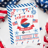 Invitation 4 juillet Grill Navy Blue Barbeque BBQ Party