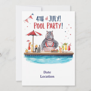 Invitation 4 juillet Hippo Bikini à la fête au bord de la pis