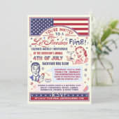 Invitation 4 juillet | Humour Retro Freedom Fling (Debout devant)