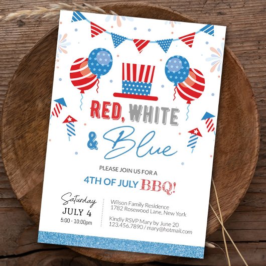 Invitation 4 juillet Indépendance BBQ modifiable