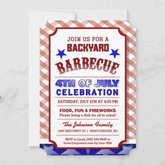 Invitation 4 juillet Jardin Fête du barbecue (Devant)