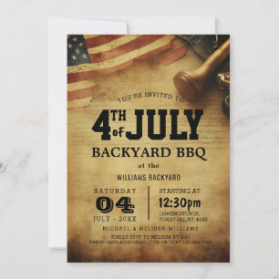 Invitation 4 juillet Jardin moderne BBQ I Rustique