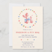 Invitation 4 juillet Jour de l'Indépendance Cute BBQ Balloon (Devant)