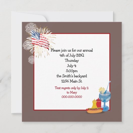 Invitation 4 juillet Lemonade (Dos)