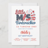 Invitation 4 juillet Little Miss Firecracker premier annivers (Devant)