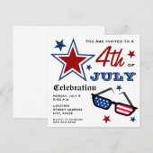 Invitation 4 juillet lunettes de soleil patriotiques de (Devant / Derrière)