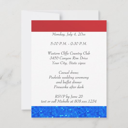Invitation 4 juillet Mariage (Dos)