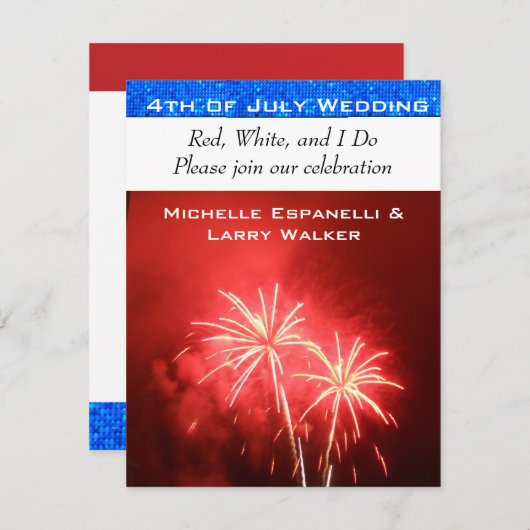 Invitation 4 juillet Mariage (Devant / Derrière)