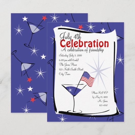 Invitation 4 juillet Martini (Devant / Derrière)