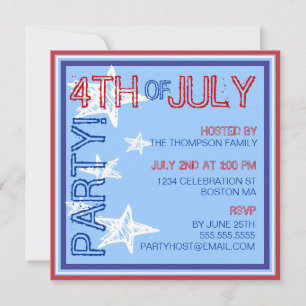 Invitation 4 juillet Modern Stars Party