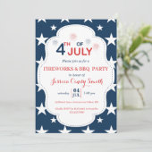 Invitation 4 juillet moderne Fireworks Stars Barbecue (Debout devant)