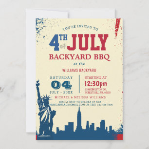 Invitation 4 juillet moderne Jardin liberté barbecue