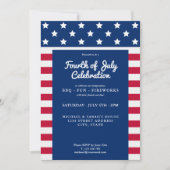 Invitation 4 juillet moderne rouge blanc et bleu (Devant)