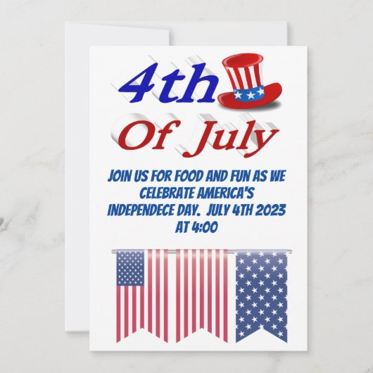 Invitation 4 juillet Oncle Sam (Devant)