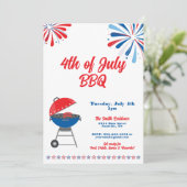 Invitation 4 juillet Parti BBQ Patriotique Rouge Blanc Bleu (Debout devant)