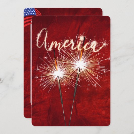 Invitation 4 juillet parti Sparkler en rouge (Devant / Derrière)