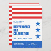 Invitation 4 juillet Party - thème USA (Devant / Derrière)