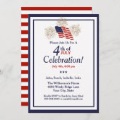 Invitation 4 juillet Party USA Drapeau Gold Fireworks Classic (Devant / Derrière)