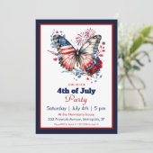 Invitation 4 juillet Patriotic Butterfly & Fireworks Party (Debout devant)