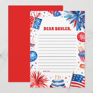 Invitation 4 juillet Patriotique Birthday Time Capsule Card