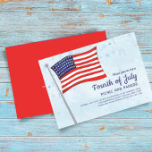 Invitation 4 juillet Patriotique Rouge Blanc et Drapeau Bleu