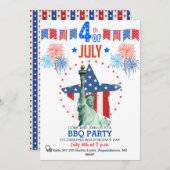 Invitation 4 juillet personnalisée| Patriotic BBQ (Devant / Derrière)