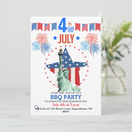 Invitation 4 juillet personnalisée| Patriotic BBQ (Debout devant)