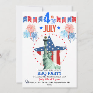 Invitation 4 juillet personnalisée  Patriotic BBQ 