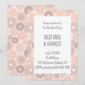 Invitation 4 juillet pétards Fête de l'Indépendance BBQ (Devant / Derrière)