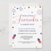 Invitation 4 juillet petit Baby shower de pétards (Devant)
