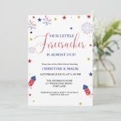 Invitation 4 juillet petit Baby shower de pétards (Debout devant)