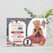 Invitation 4 juillet Photo personnalisée à thème (Debout devant)