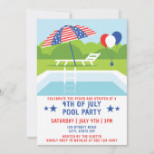 Invitation 4 juillet Piscine Fête Étoiles Et Grilles Modernes (Devant)