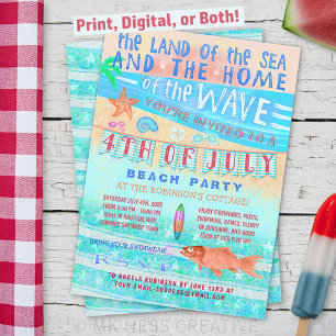 Invitation 4 juillet plage ou piscine Natation d'été