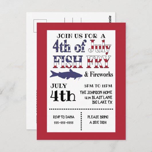 Invitation 4 juillet poisson frit (Devant / Derrière)