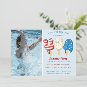 Invitation 4 juillet Pool Et Glace Cream Party