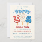 Invitation 4 juillet Pool Et Glace Cream Party (Devant)