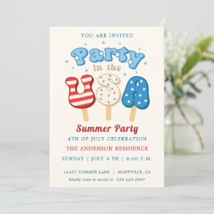 Invitation 4 juillet Pool Et Glace Cream Party