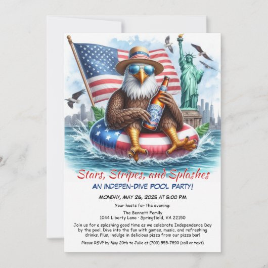 Invitation 4 juillet Pool Party (Devant)