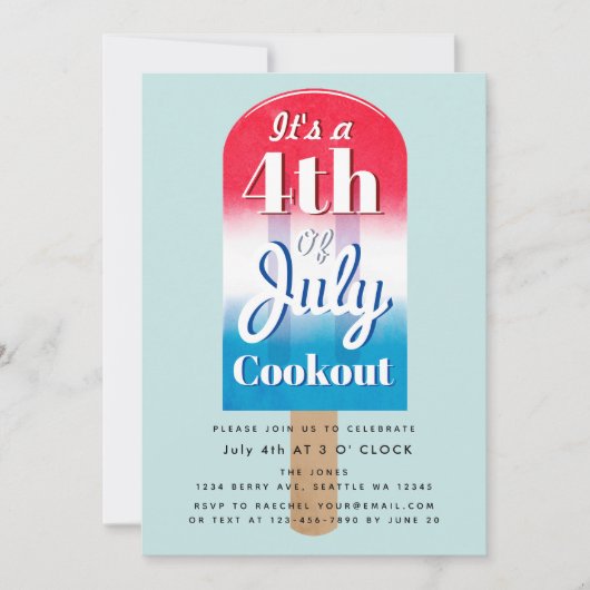 Invitation 4 juillet Popsicle Cookout (Devant)