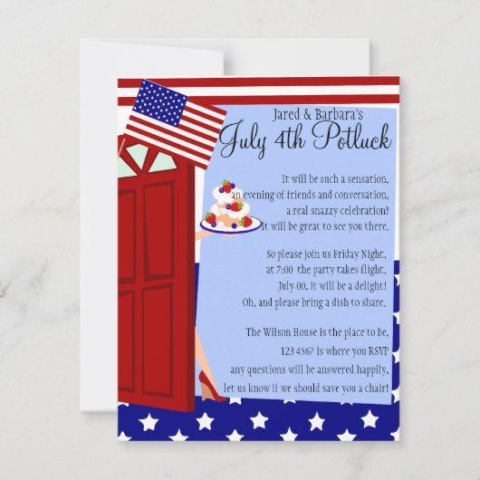 Invitation 4 juillet Potluck (Devant)
