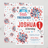 Invitation 4 juillet premier anniversaire petit pétard (Devant / Derrière)